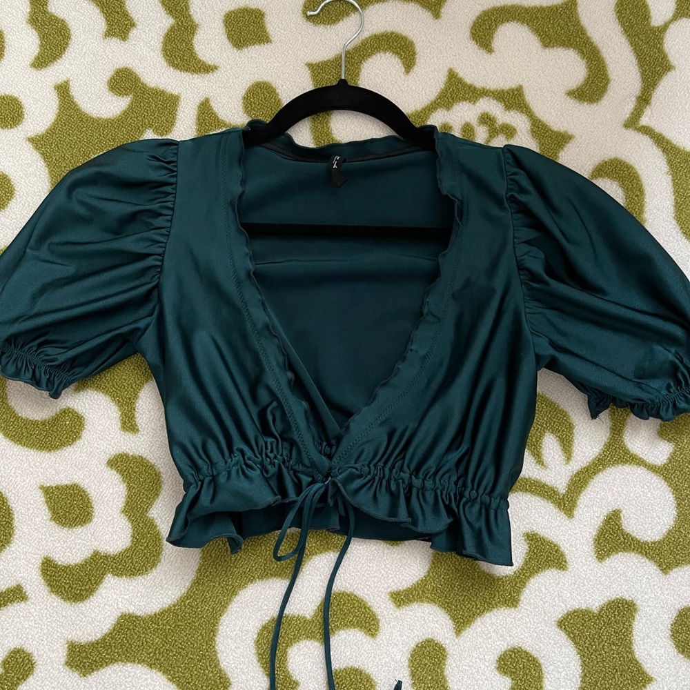 Urban Outfitters green satin crop top